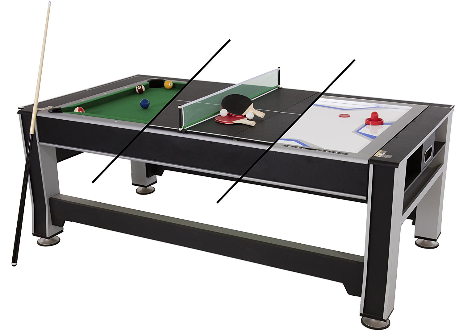 combination foosball air hockey pool table